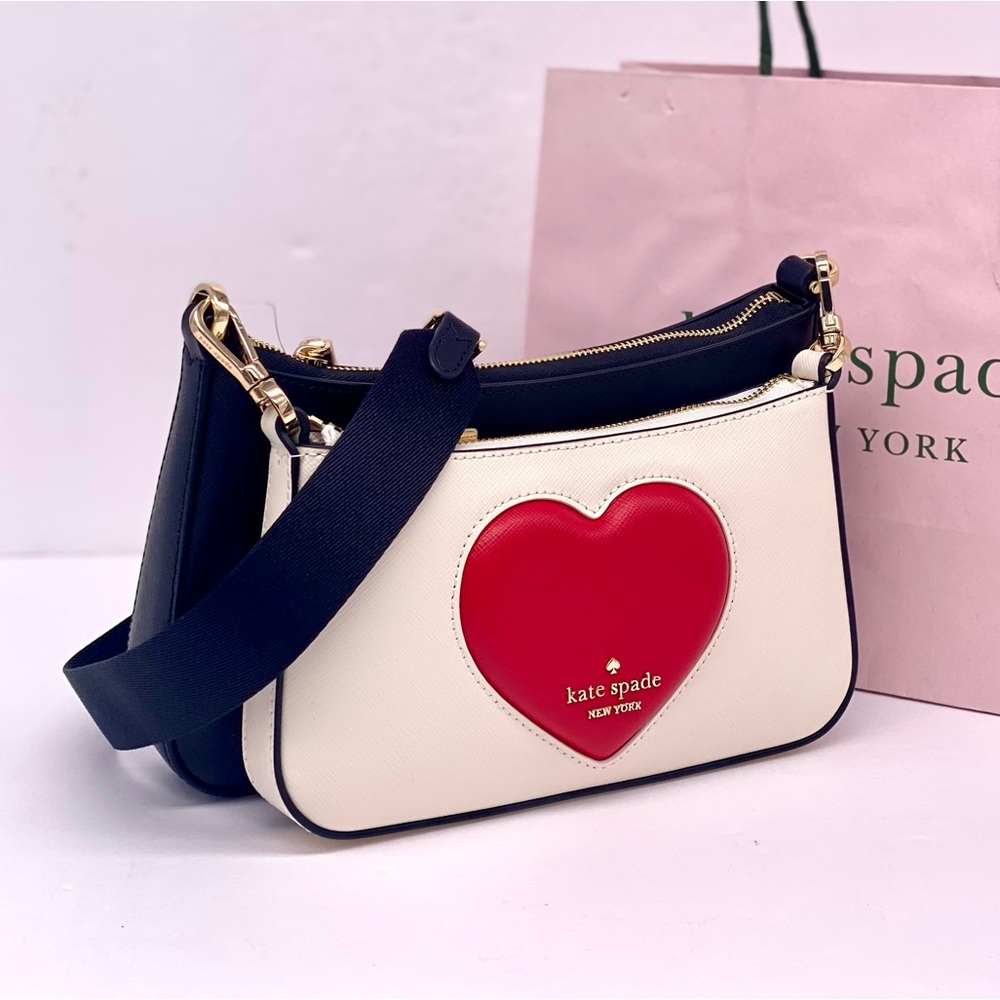 Kate Spade Duet Puffy Heart Crossbody, Meringue Multi NWT - Picture 16 of 16